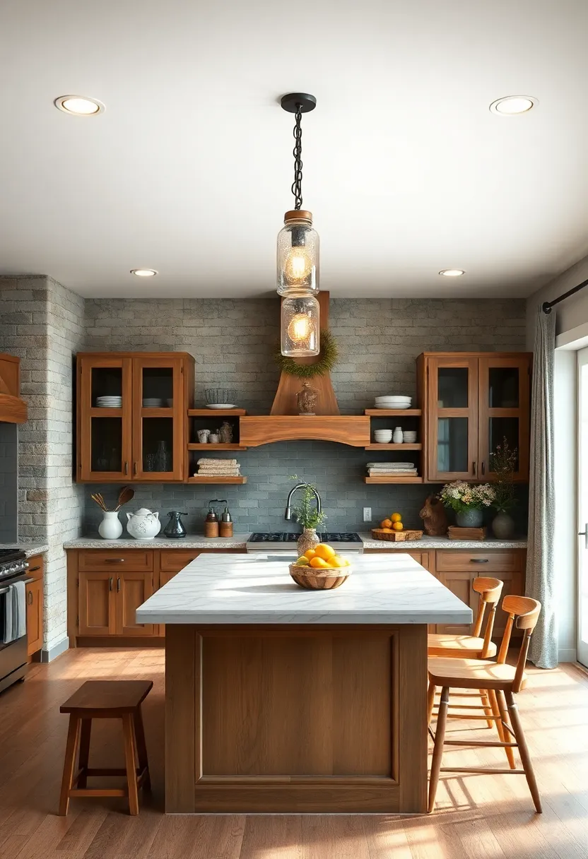 Rustic Mason ​Jar Pendant Lights Over the Island
