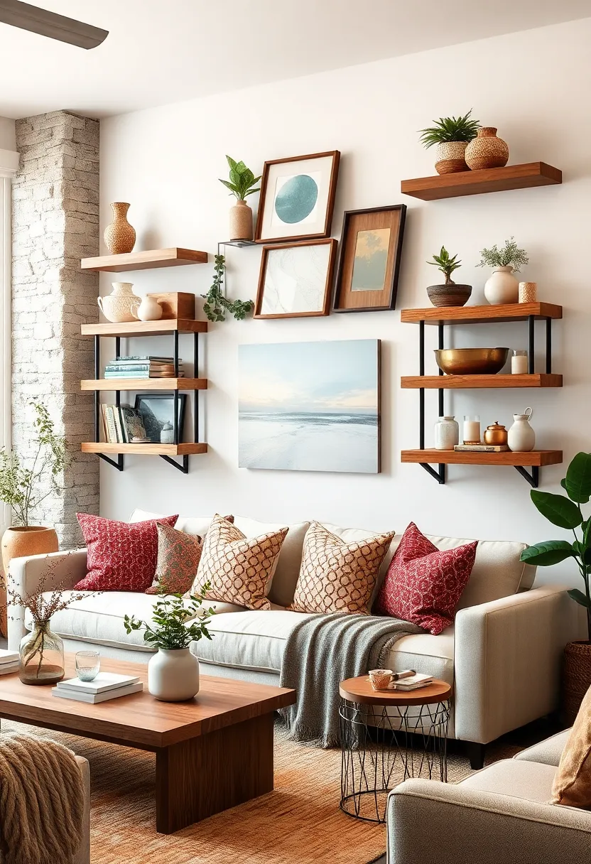 Reclaimed wood floating‌ shelves paired ⁤with vintage⁤ farmhouse ⁣decor ‌create a‍ warm,inviting ‍living room atmosphere