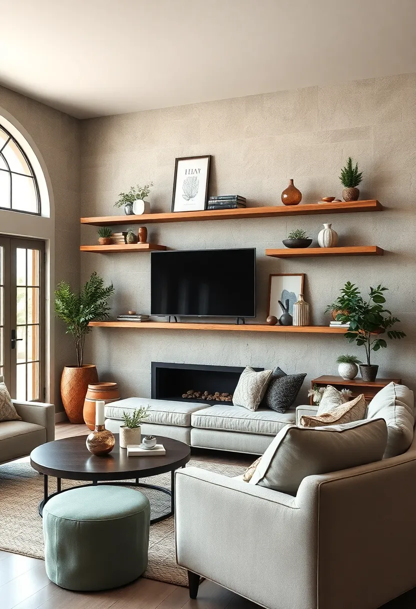 Warm-toned wood ⁣shelves with curved edges soften the space and add handcrafted farmhouse details