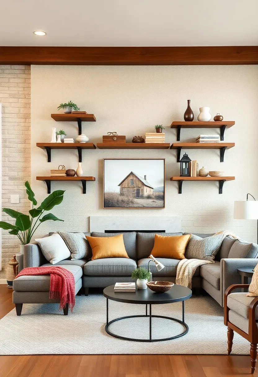 layered shelf styling mixing ‍metal brackets ⁣and natural wood‍ planks adds ⁢an industrial ⁤farmhouse vibe with cozy‌ appeal