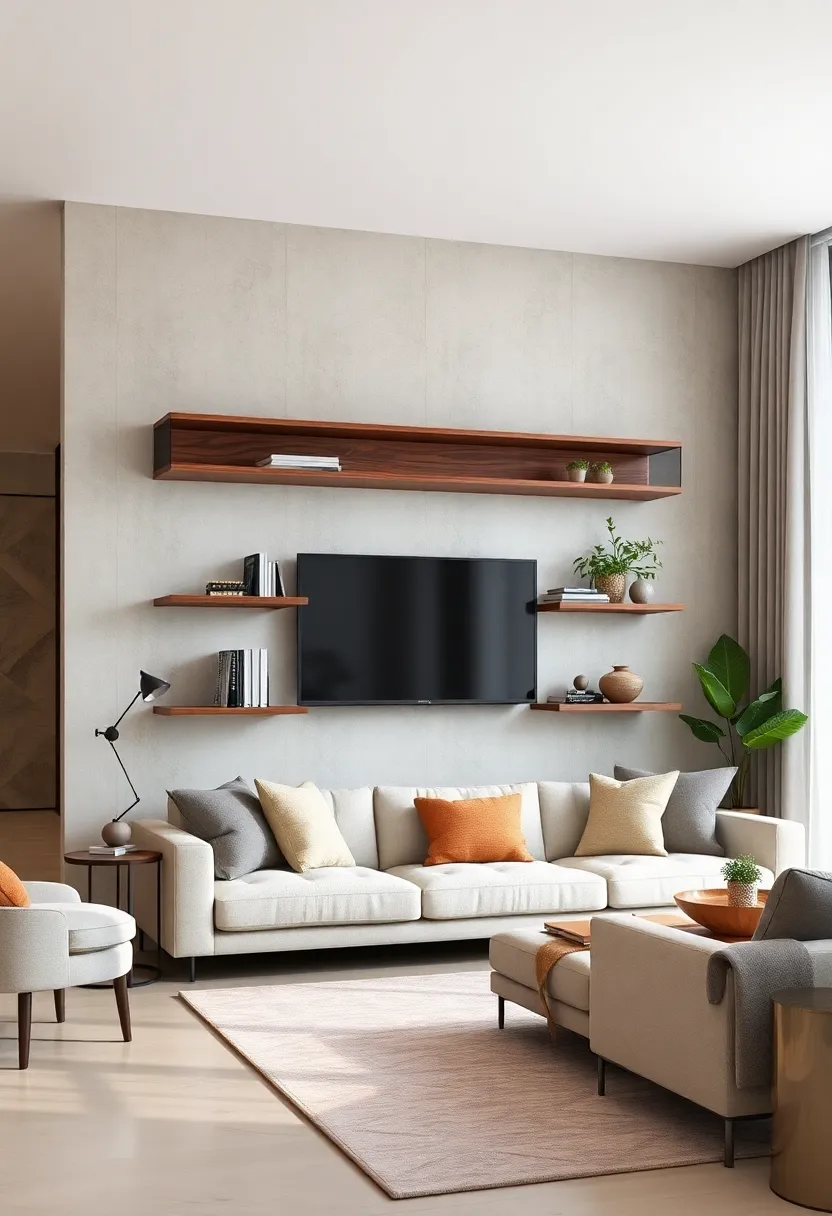 Sleek Walnut⁣ Floating Shelves:⁤ Add warmth‍ and sophistication⁣ with rich ⁣walnut tones⁣ that ​effortlessly complement ⁣both modern and ⁤traditional living ‍rooms