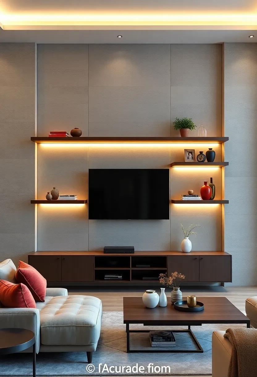 Integrated LED Floating ​Shelves: Illuminate‍ your display⁣ pieces and add ambient lighting with ​built-in LED‌ strips