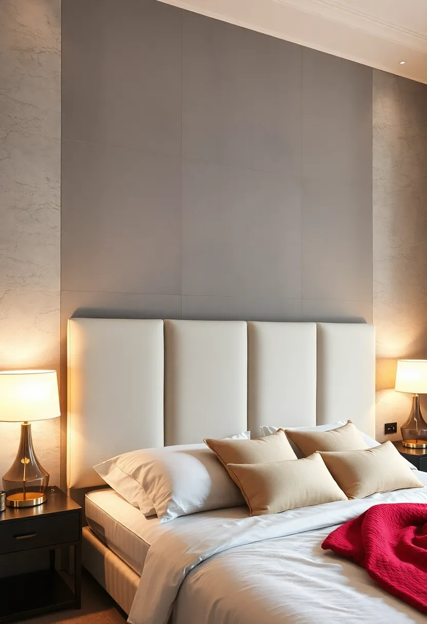 A reflective lucite and mirror ‌hybrid headboard that creates​ an illusion‌ of floating elegance