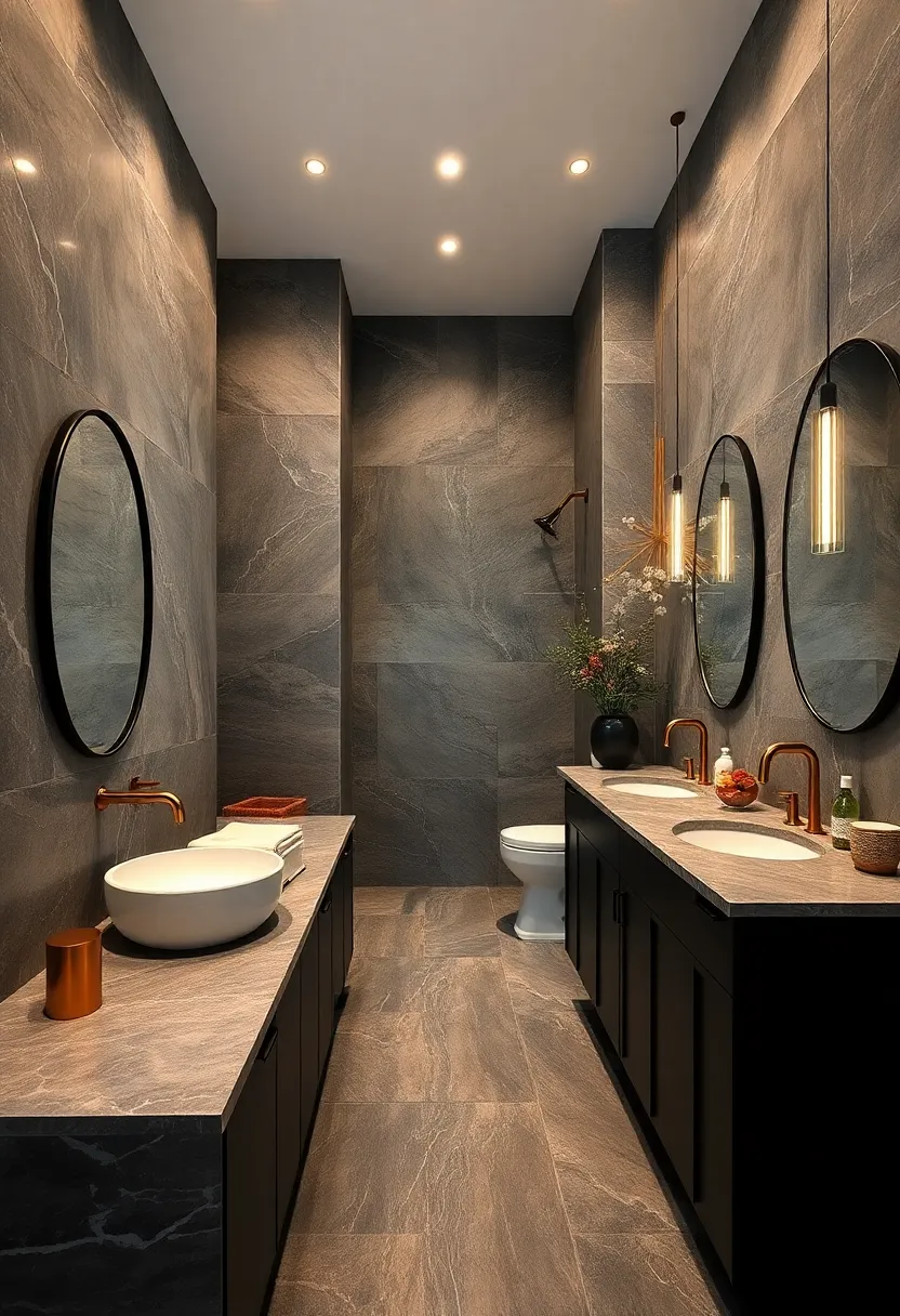 Jet Black and Metallic Gold: Glamorous ​contrast featuring ⁤black cabinetry with shimmering‌ gold fixtures