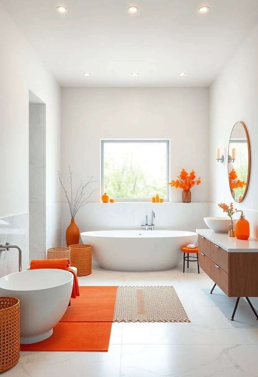 Pure White and Tangerine: Bright​ white space enlivened ⁣with ⁢pops‌ of bold tangerine accents