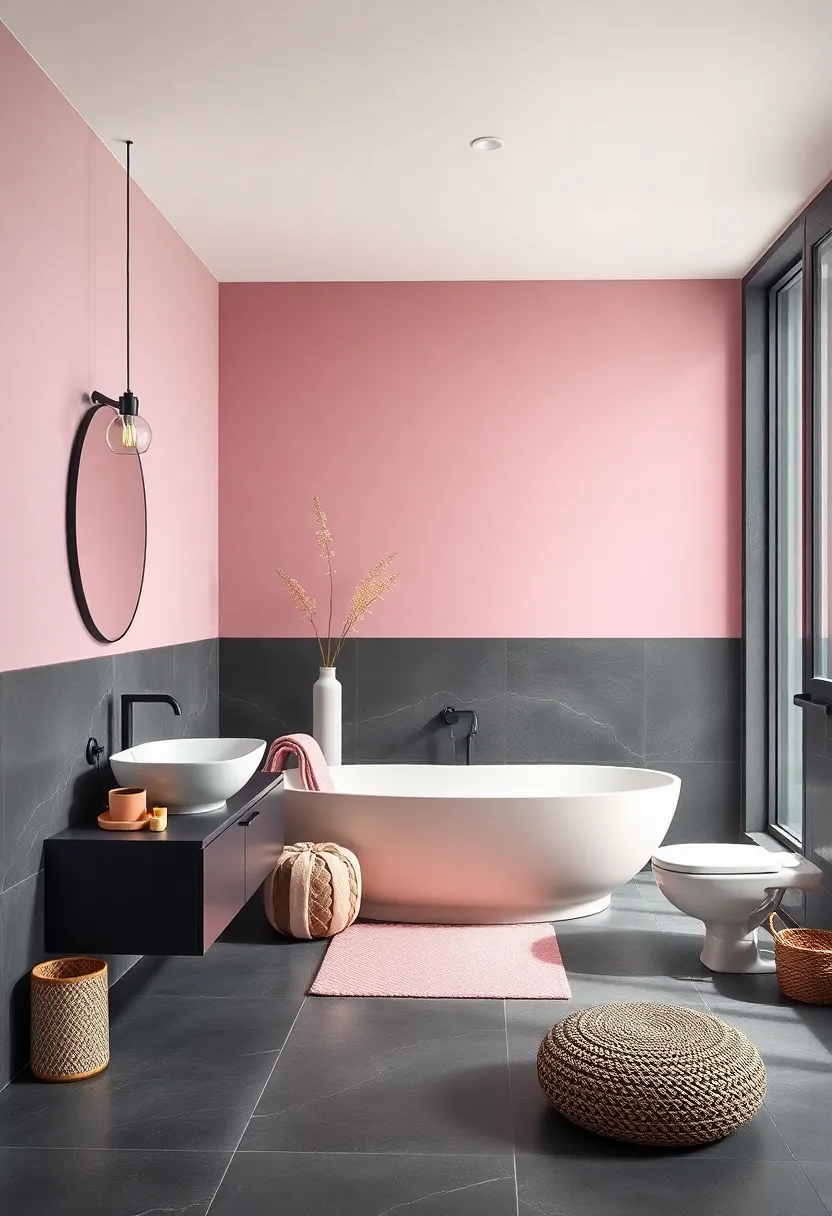 Charcoal‌ Gray and Soft Pink: A modern twist ⁢using dark gray‍ surfaces contrasted by gentle pink accessories