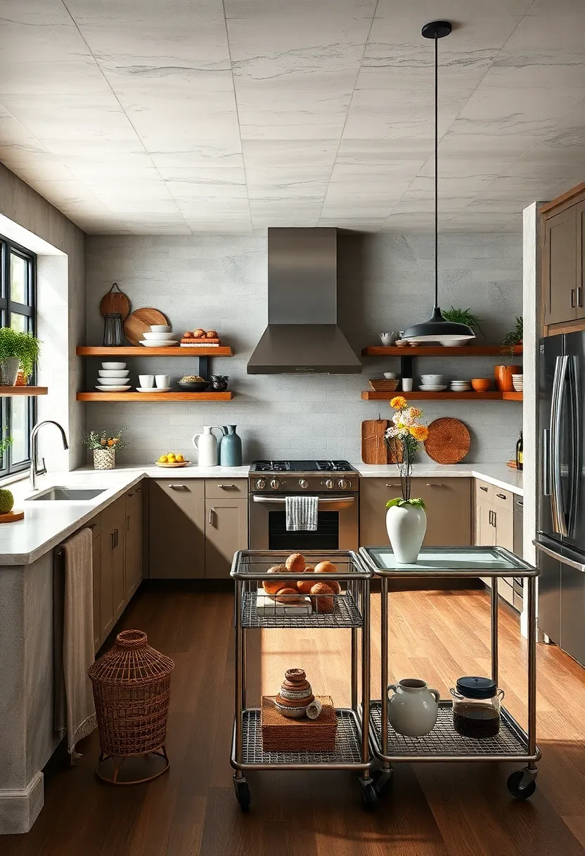 Rolling Metal Carts for Flexible Kitchen Organization