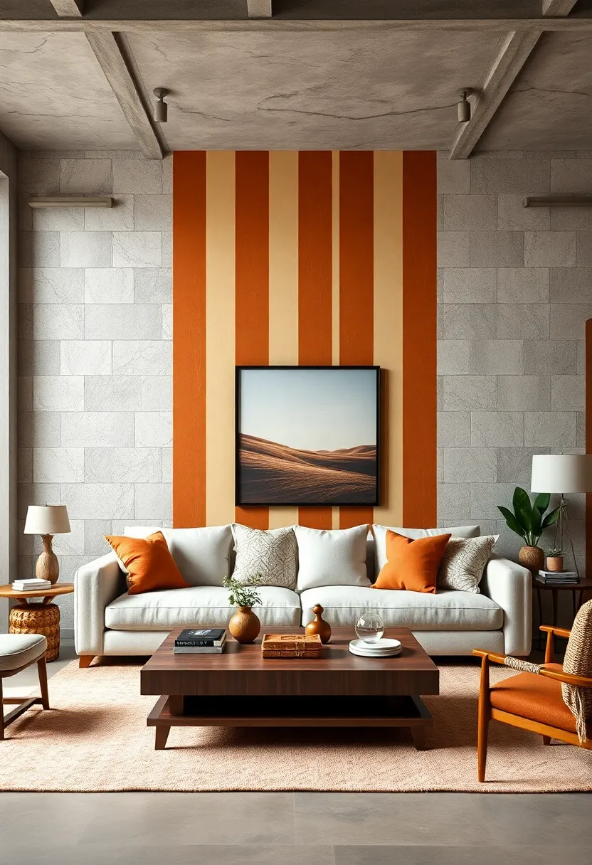 Vertical‍ Stripes in ⁣Warm Terracotta and​ Mustard for ⁢Boho-inspired⁣ vibes