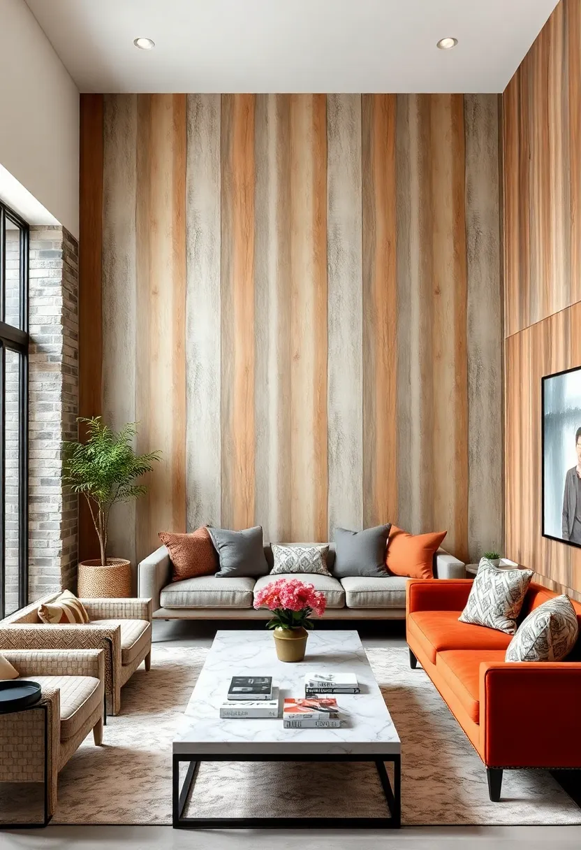 Vertical Stripes Combined with Wood ⁤Paneling for a Rustic Touch