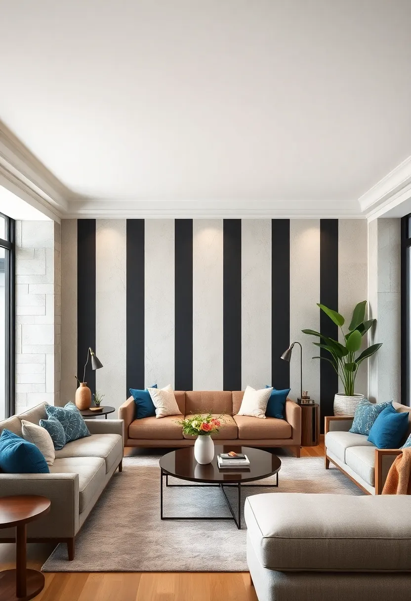 High-contrast Vertical Stripes Framed by ⁢Minimalist Moldings