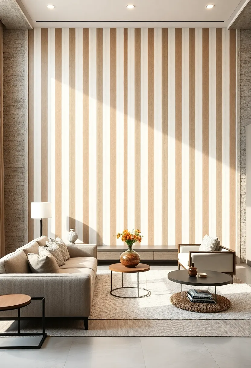 Cream‍ and Taupe Vertical Stripes for‌ a Neutral, Sophisticated⁣ Backdrop