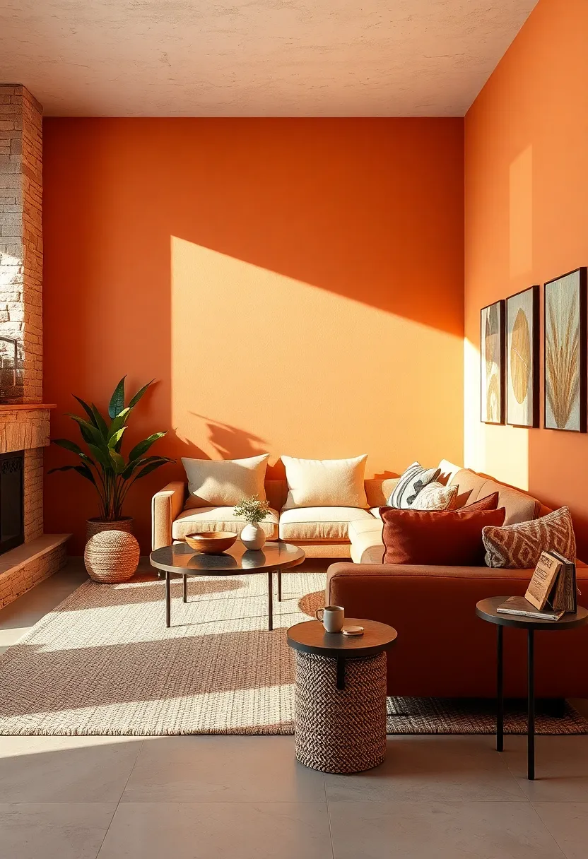 Sun-Kissed Apricot tones Highlighting Soft Linen Upholstery and Natural Fiber rugs