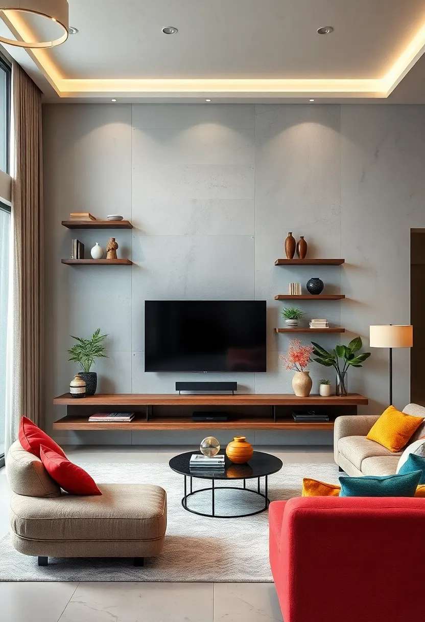 The Art of Floating Shelves and Hidden ⁢Storage Solutions Around⁣ a wall-Mounted TV Setup