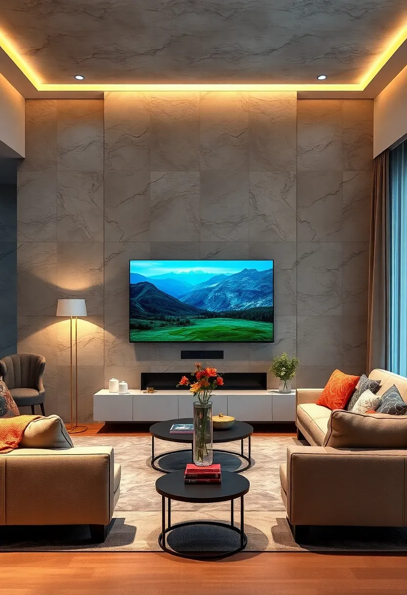 Setting the Scene With Layered Lighting featuring Floor Lamps and Wall Washers ​Around the‍ TV