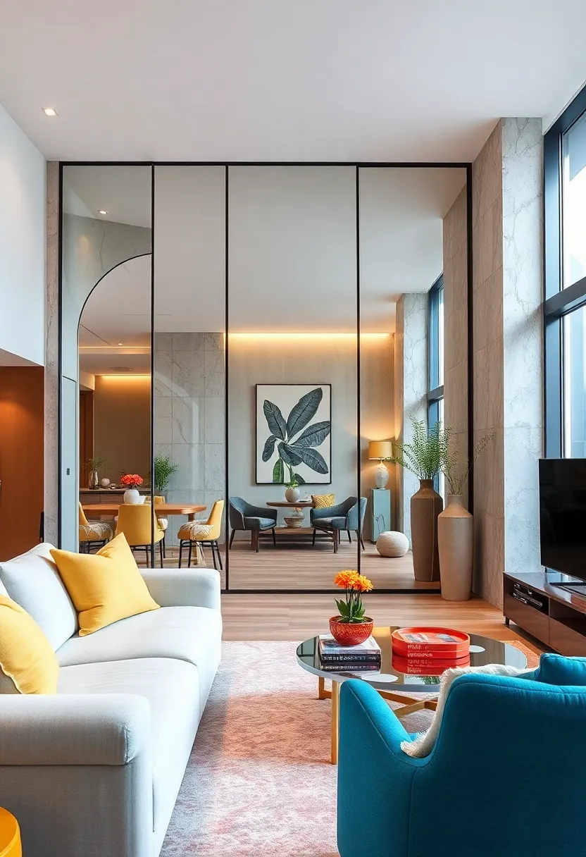 Opt for full-height mirrors to amplify space and reflect light throughout the apartment