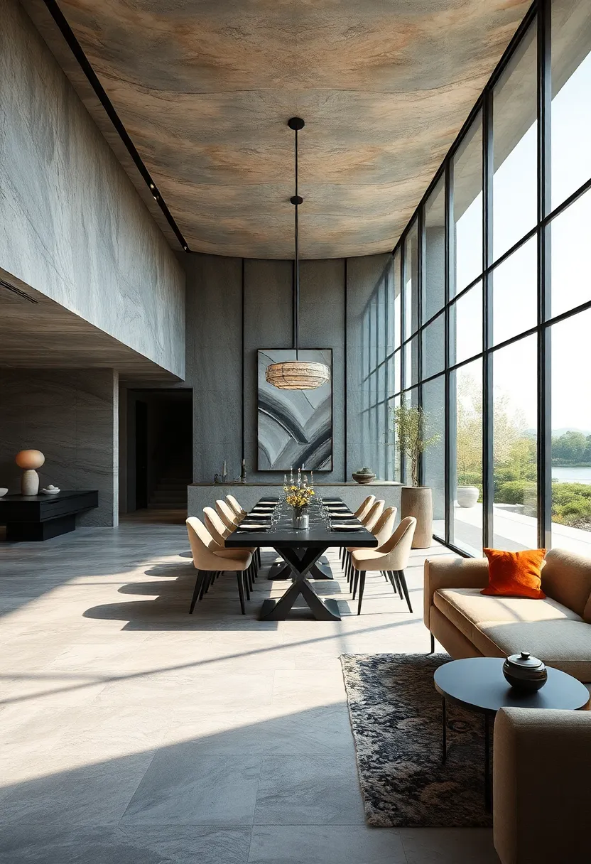 An elegant dining room ⁤encased in curved glass walls,⁤ blending architectural ​innovation ⁤with the serene beauty of ​its surroundings