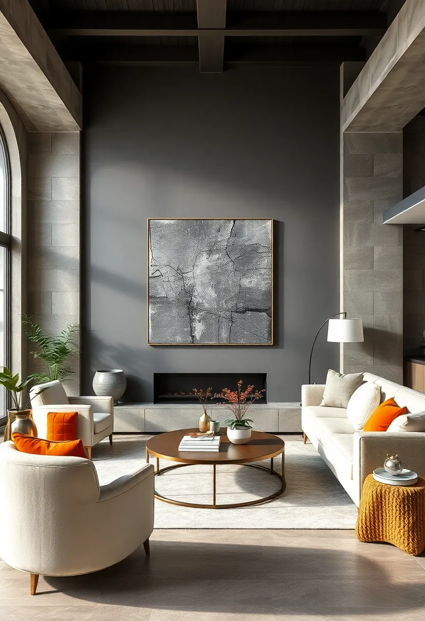 Storm ‍Gray Walls and ​Silver-Traced Artwork: ​Creating a dramatic focal point with⁢ artistic ​flair