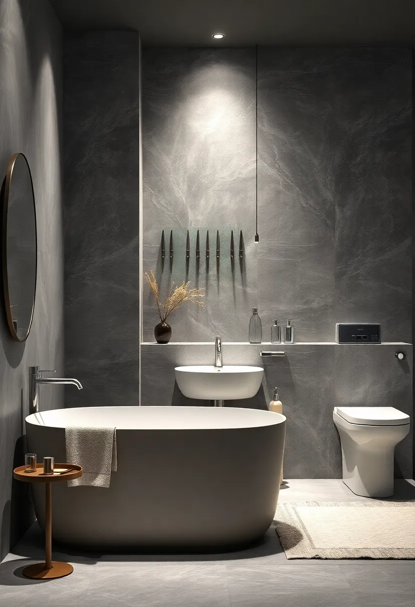 Slate Gray ⁢and ⁣Polished Silver Fixtures: Striking​ yet understated,great for a refined bathroom space