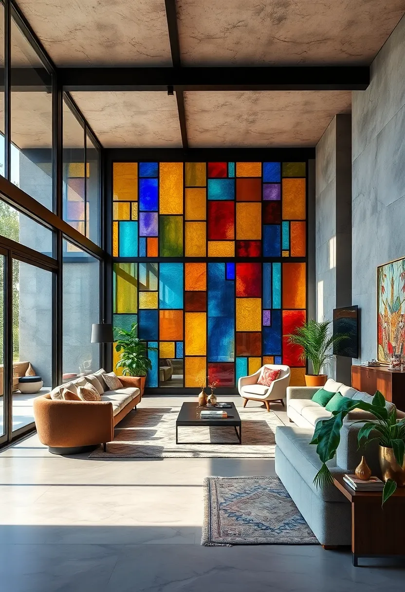 An⁤ artist’s loft where ‍colorful stained-glass partitions inject vibrancy and ‍creativity ⁤into modern architectural design