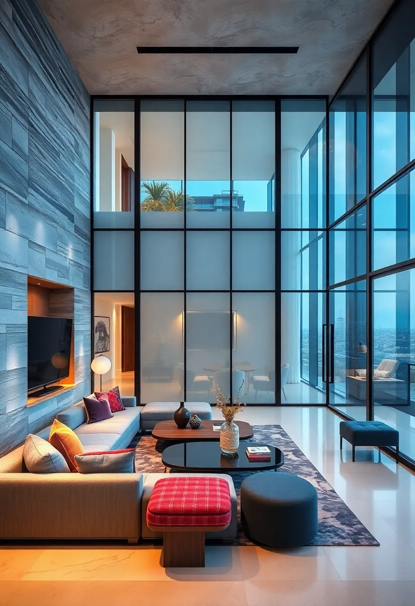 A high-rise ‌apartment ⁢boasting ‍smart glass technology,⁤ allowing residents to ⁢adjust ‌opacity and ⁤privacy at the​ touch of a ⁤button