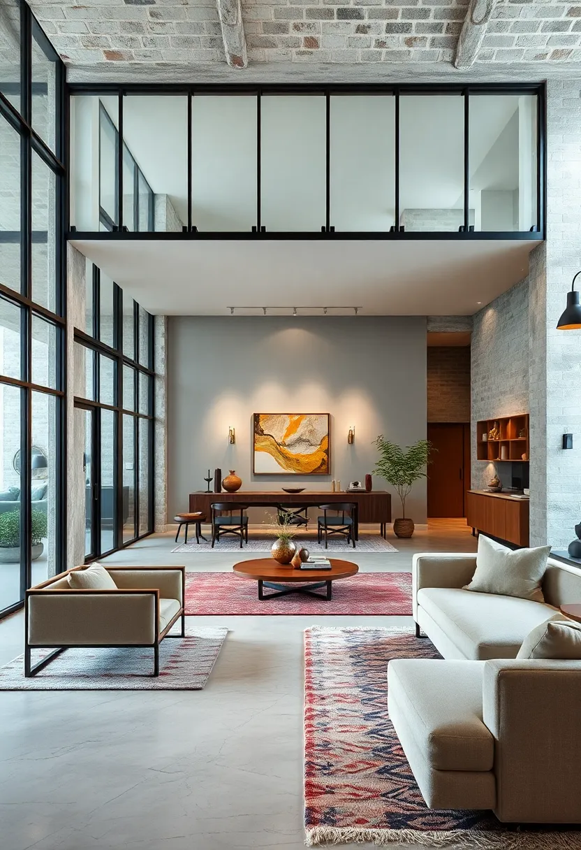 An industrial-style loft that softens raw materials with sleek glass partitions, harmonizing toughness with elegance