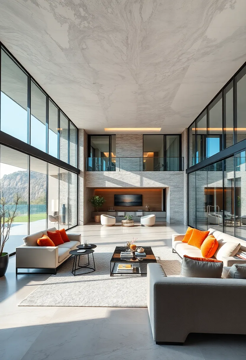 A luxurious mansion with‌ mirrored⁢ glass​ panels that ‌reflect natural light⁣ and accentuate the grandeur of its expansive interiors