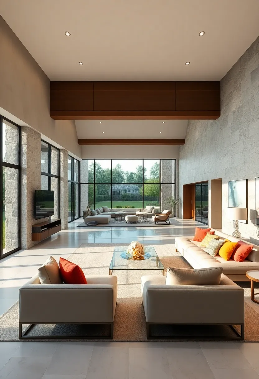 A sprawling suburban estate where tinted glass panels provide subtle separation between rooms without ⁣sacrificing the home’s open-concept⁣ appeal