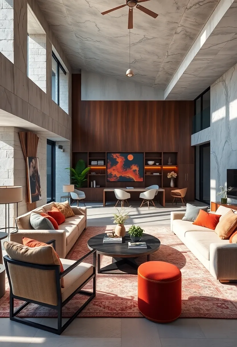 A dual-purpose living and ​working space optimized with modular furniture and open flow to effortlessly transition between‍ tasks and relaxation