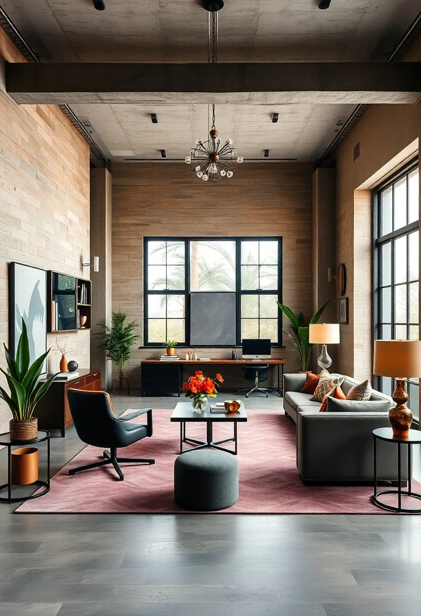 A ⁤bold industrial-style studio with metal accents,​ concrete floors, and an open-floor plan‍ that fosters creativity and flexibility