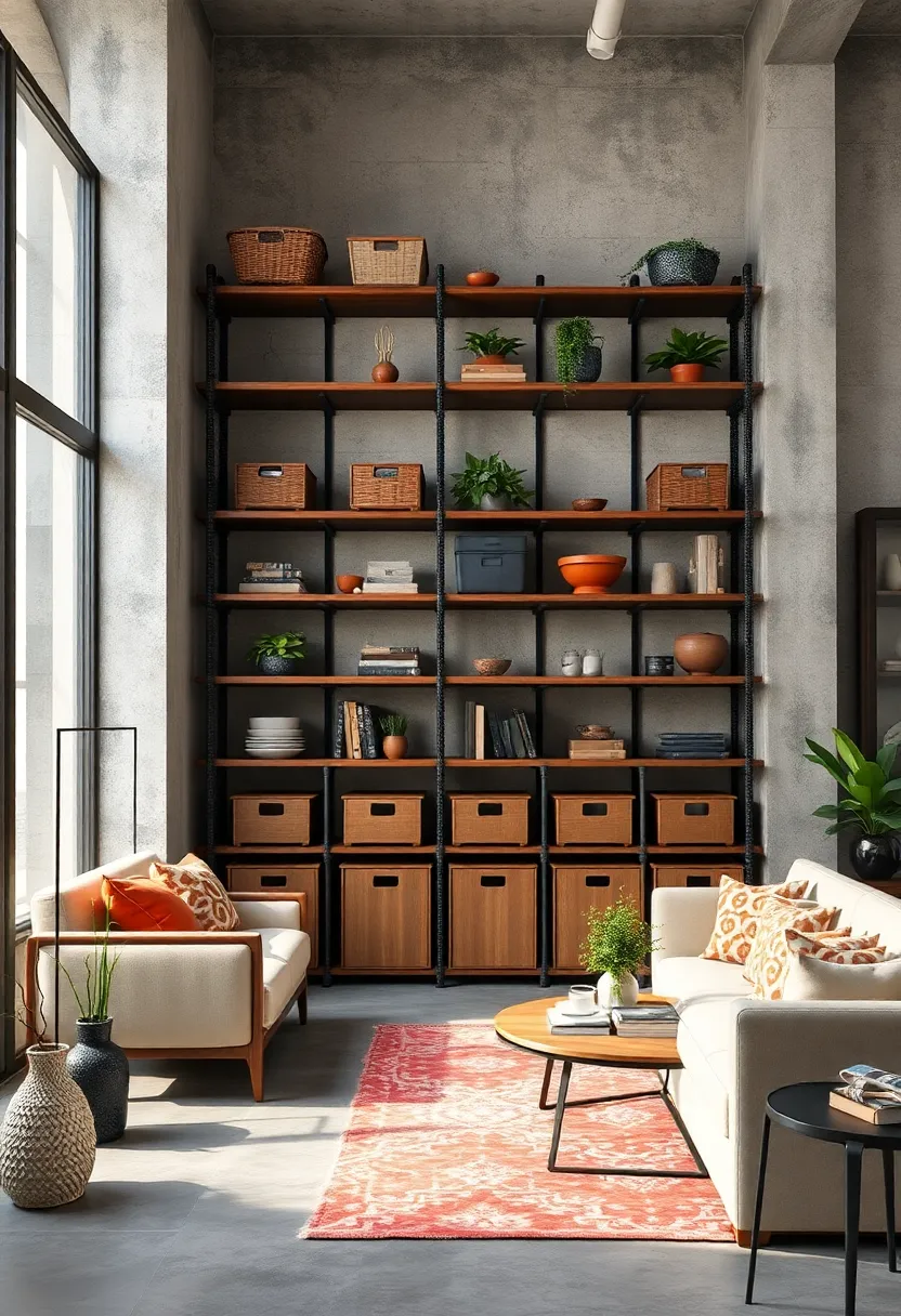 Industrial Pipe Shelving with Customized Storage Bins