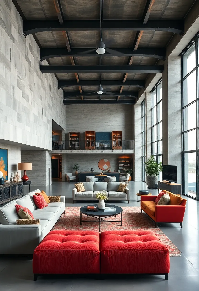Open-Plan Layouts Featuring‍ Raw Steel Beams