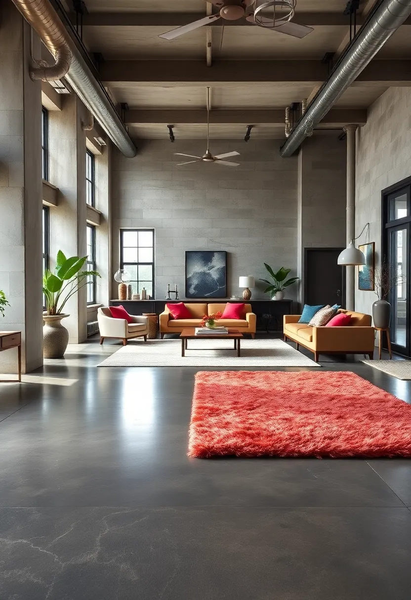 Polished concrete Floors ⁢Paired with Plush Rugs