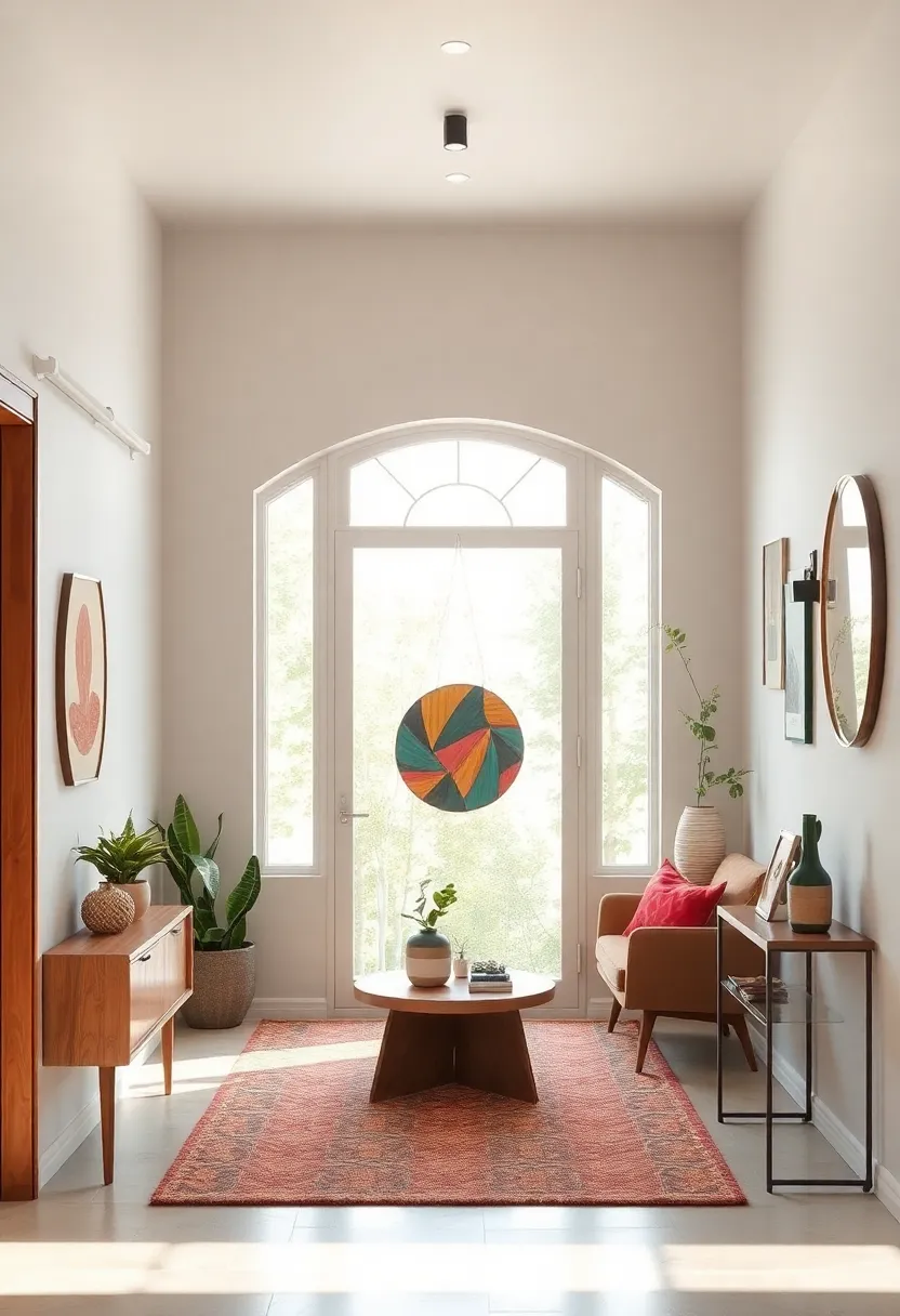 Layered Lighting Effects Casting Soft Shadows Over Sleek Mid-Century Peg Rails and Decor Accessories