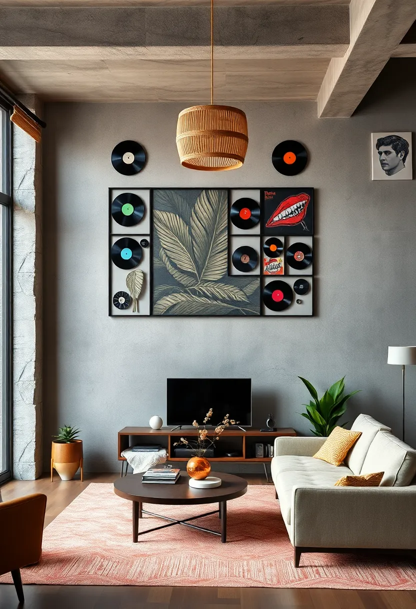 Wall-Mounted Record ⁣Displays for a Nostalgic Touch