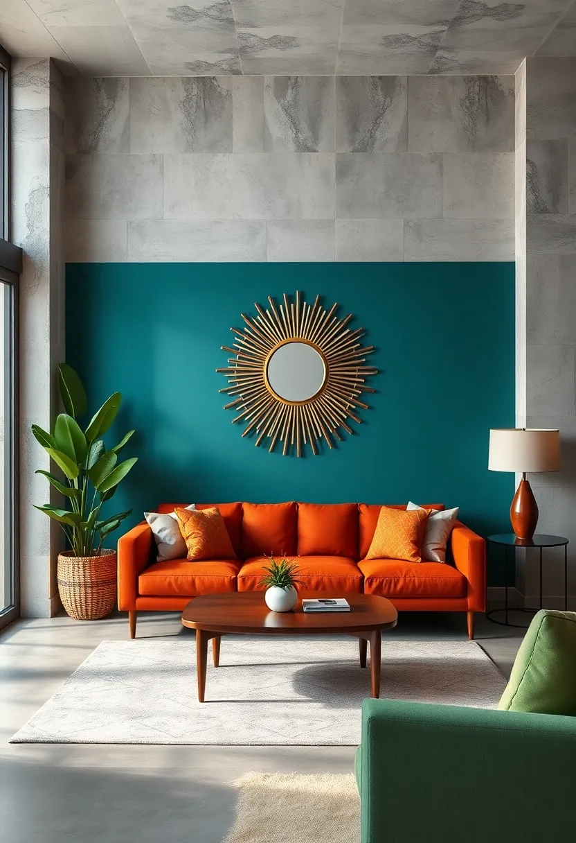 retro Starburst Mirror with Teak‍ Wood ‌Accents