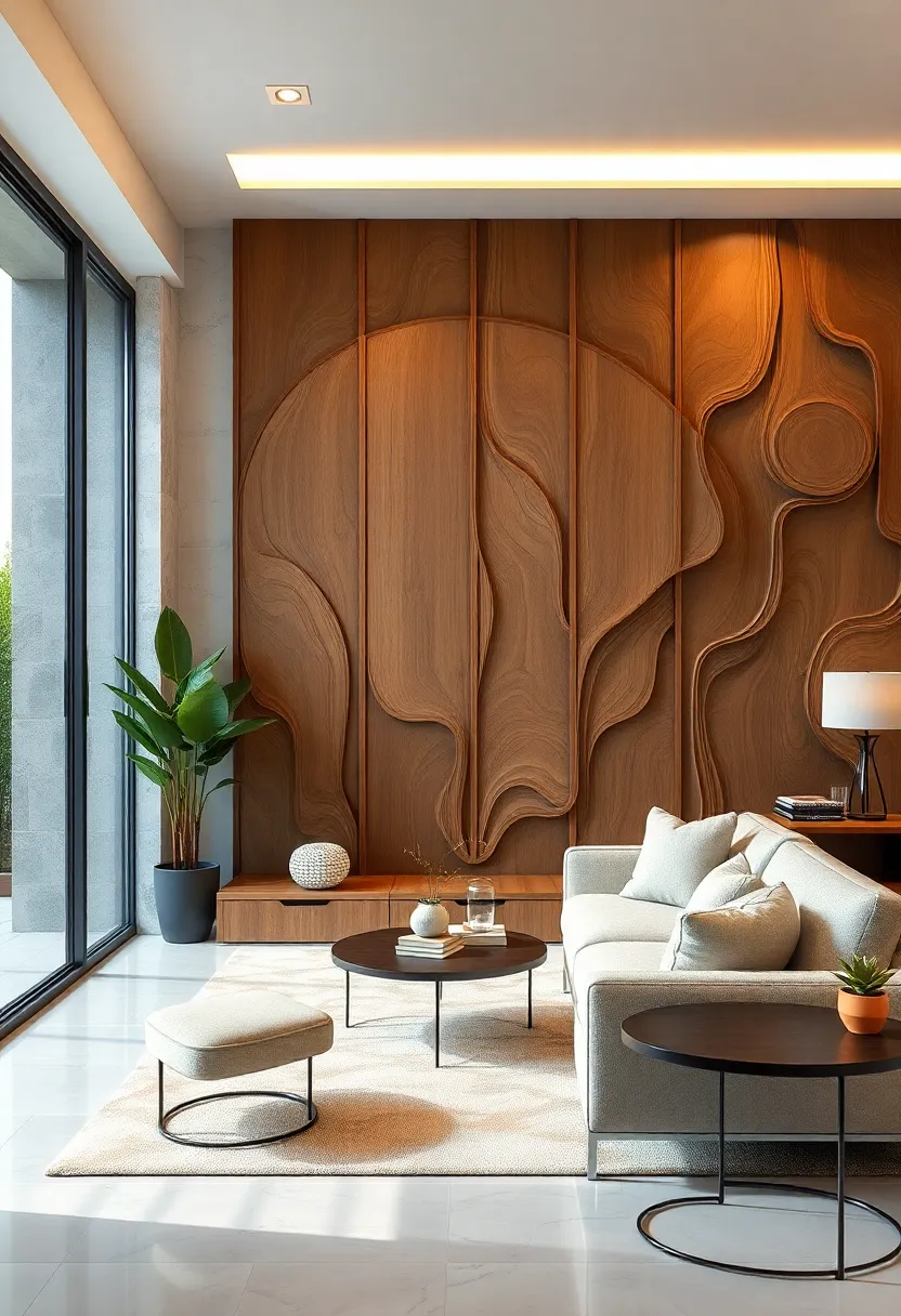 Sculptural Wooden Wall‌ Panels with Organic‍ Patterns