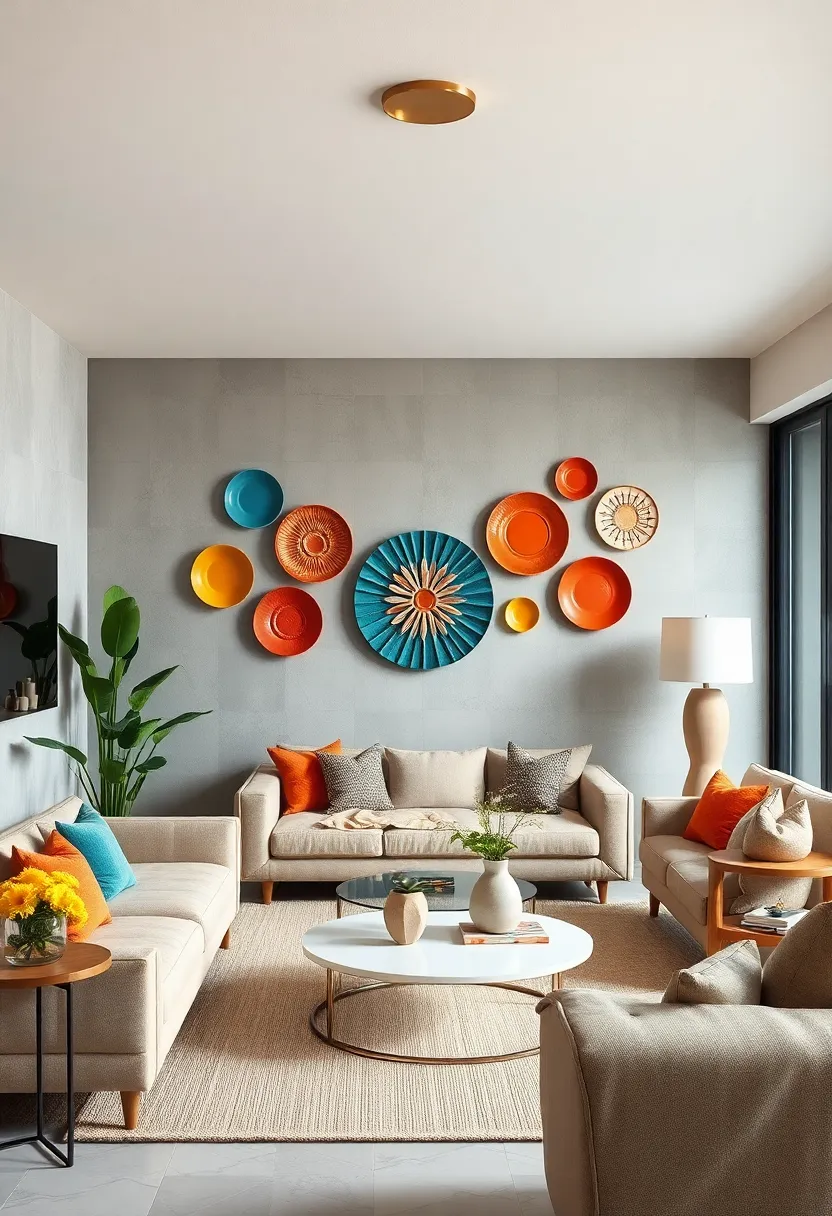 Vibrant retro-Inspired Ceramic Wall Plates