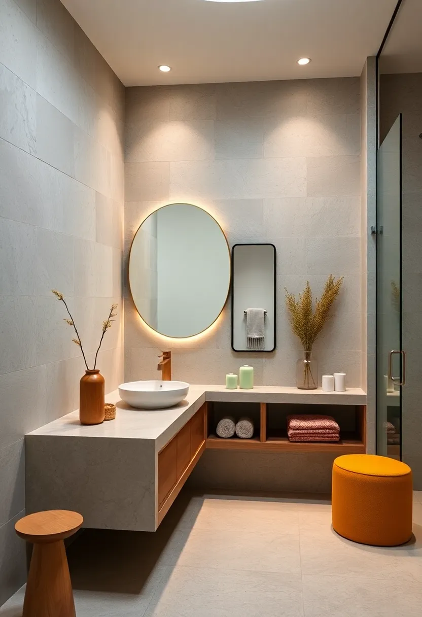 A frameless mirror with rounded edges that adds a⁣ subtle softness⁢ to an otherwise angular and ​minimalist design