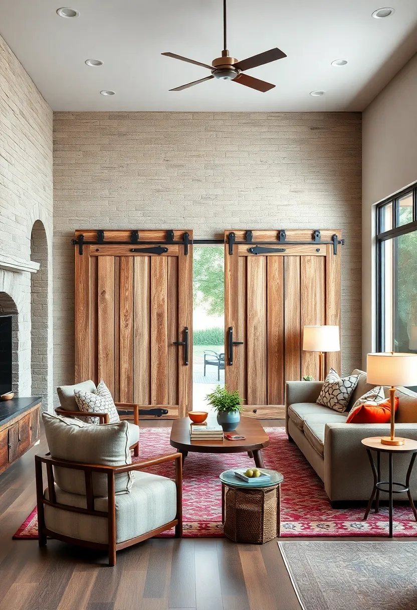 Feature rustic barn⁣ doors paired with contemporary hardware for practical and aesthetic harmony