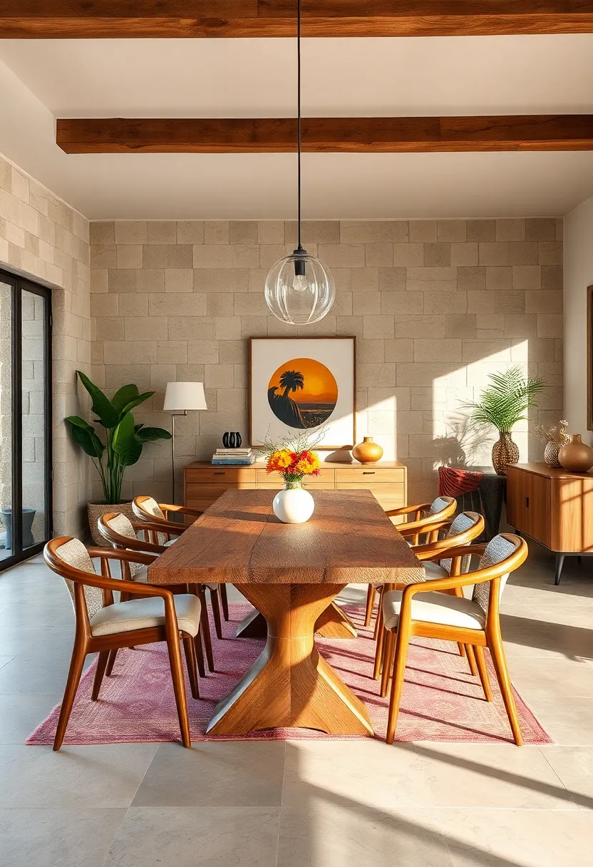 Blend mid-century modern chairs with raw wood dining⁣ tables for a timeless mix