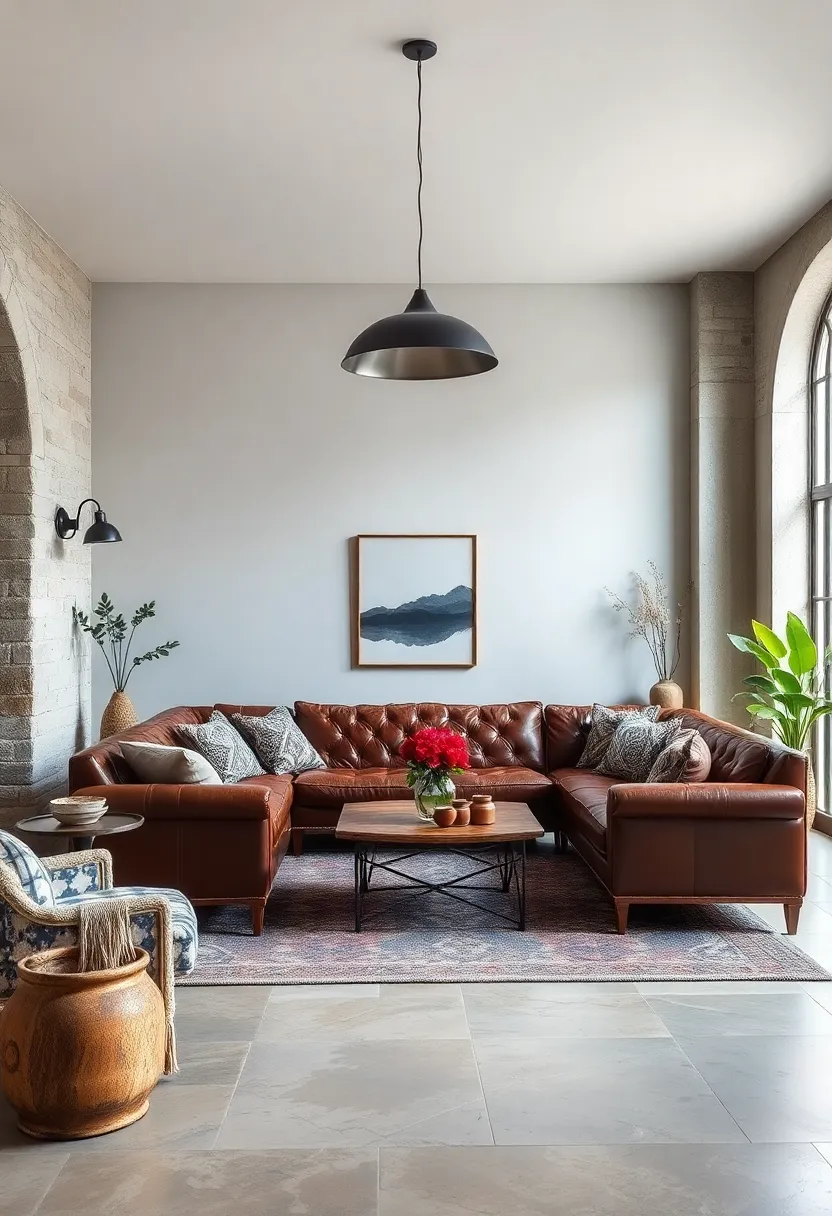 Pair vintage leather seating with sleek metal ⁢lighting fixtures⁣ for a balanced contrast