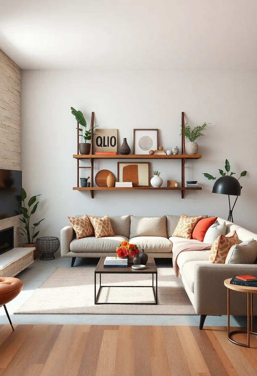 Place a rustic ladder shelf adorned‍ with eclectic⁢ décor pieces in a minimalist living room