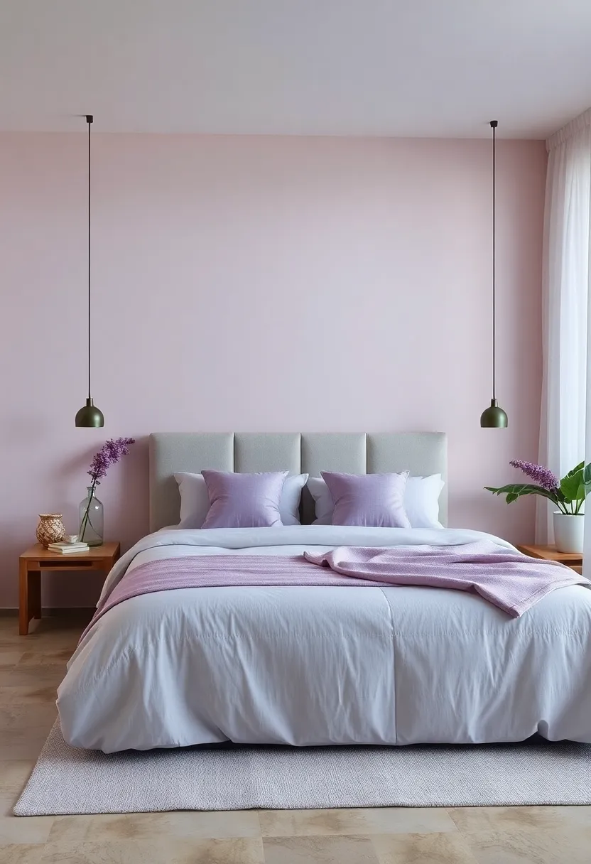 Use lavender throw pillows to add a subtle pop of soothing color