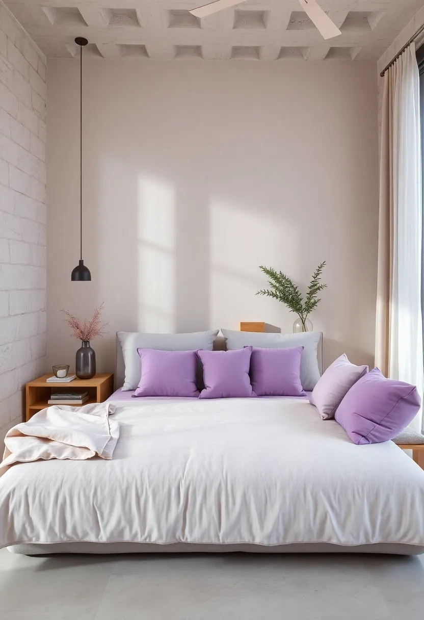 Choose light pastel purple ⁢cushions for comfy seating areas