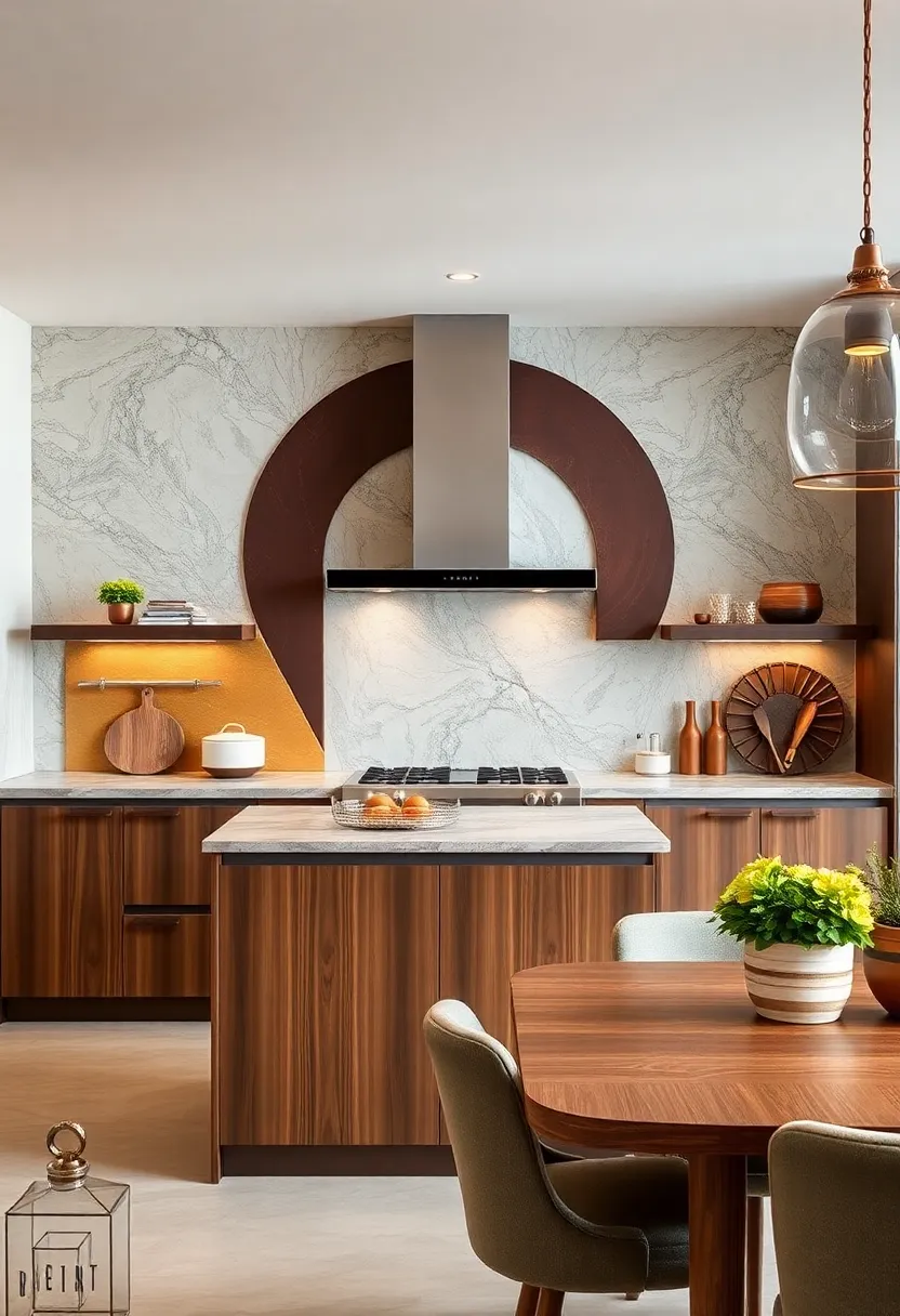 Bold Geometric shapes Adding a‍ Dynamic Visual Rhythm to Transform Traditional Kitchen Backdrops