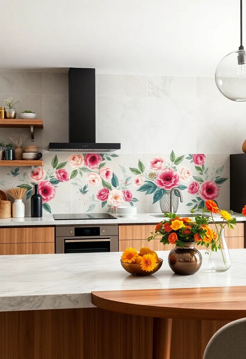 Contemporary Floral Splashbacks Combining⁣ Modern Floral ​Motifs ​with Sleek Finishes for a Fresh Look