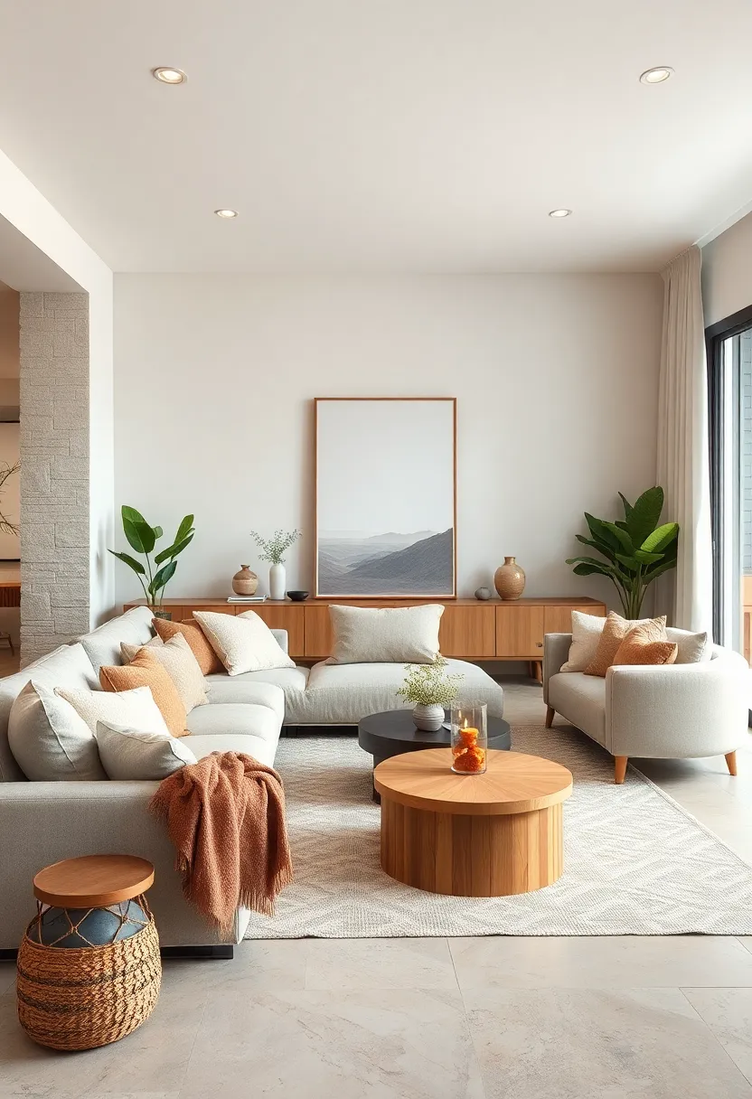 Layer soft wool ‍throws ​and cushions⁤ in neutral, earth-inspired tones