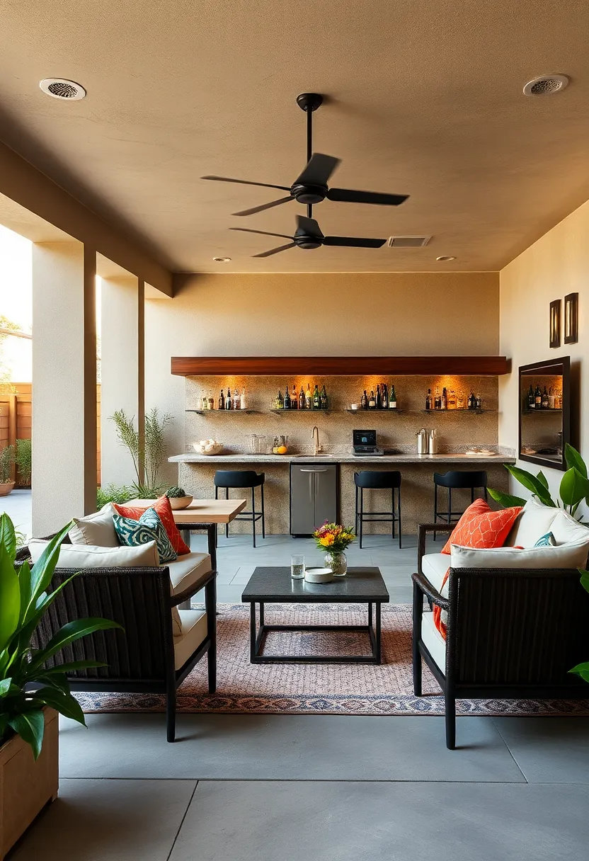 Backyard Bar with Integrated Bluetooth Speakers for Seamless Music