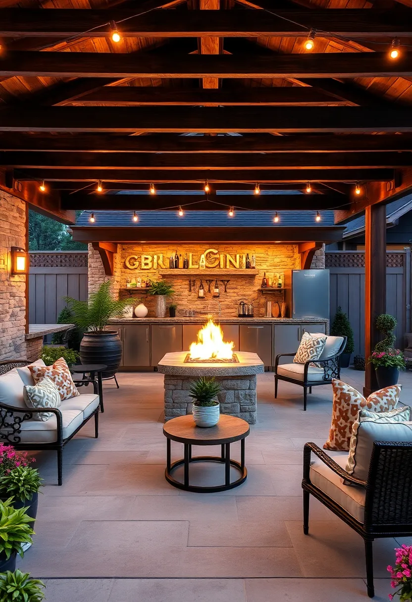 Bar with Built-in Fire Pit to Keep Guests Warm and Engaged