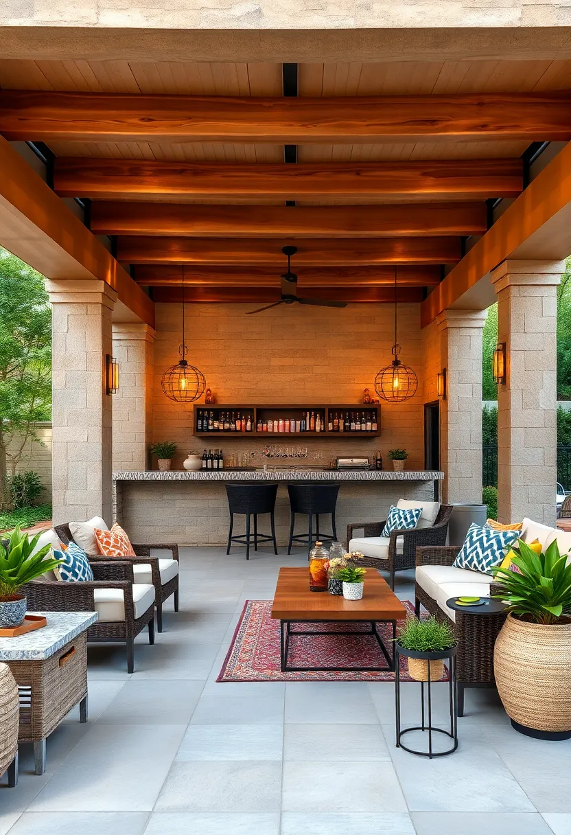 Bar with Pergola Cover to Provide Shade and Style